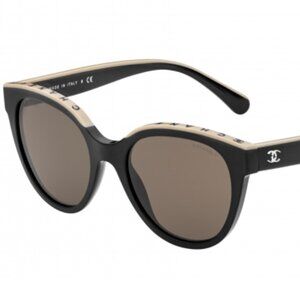 CHANEL CH5414 Butterfly Sunglasses, Black / Beige